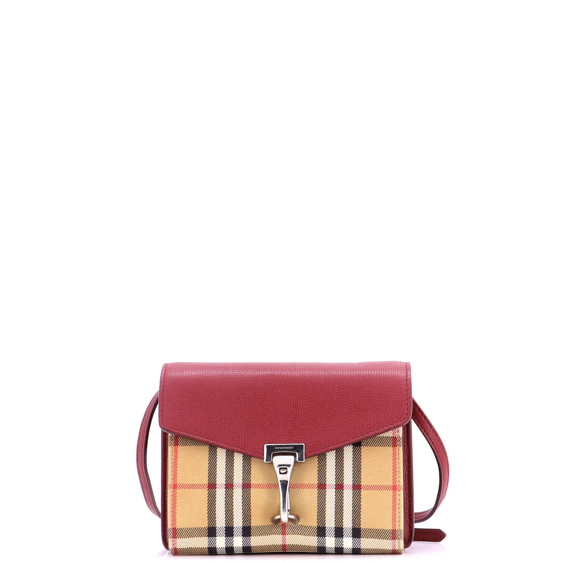 Burberry Baby Macken Crossbody Bag Leather And Vintage Check Canvas
